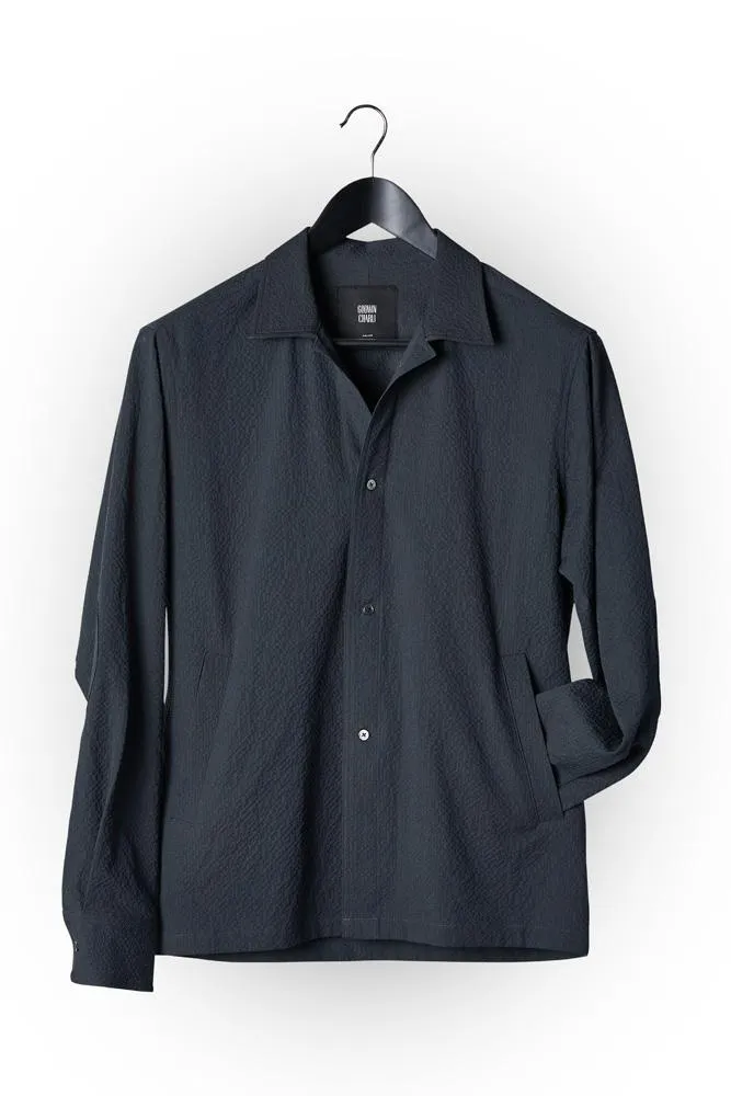 Bomber Overshirt - Charcoal Seersucker