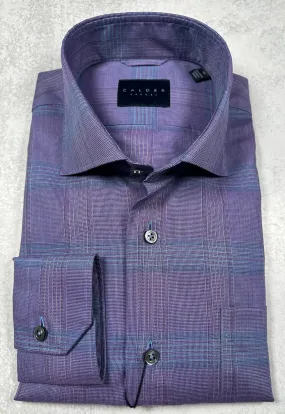 Calder Carmel Melange End On End Twill Windowpane Sport Shirt in Lavender