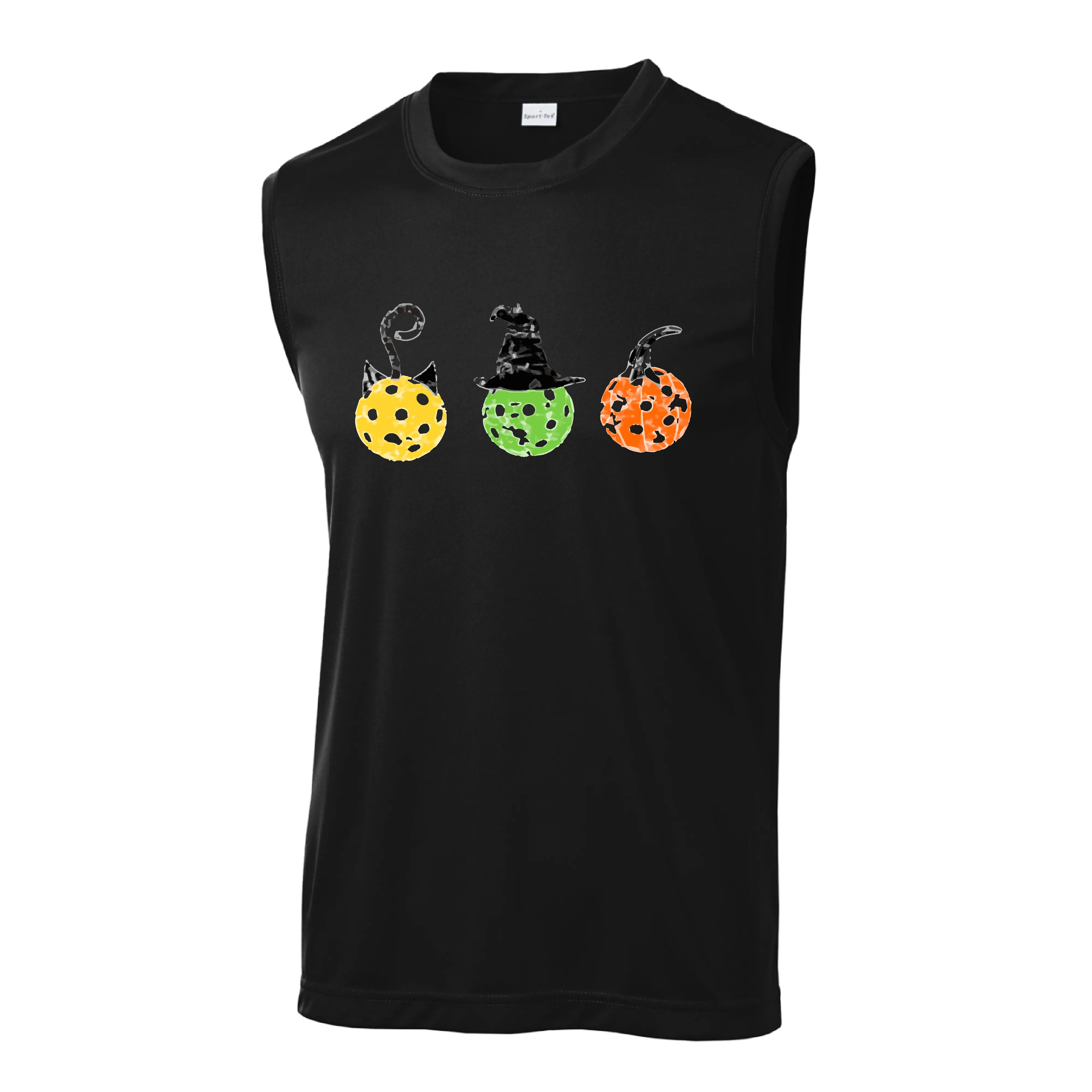 Cat Witch Pumpkin  | Men's Sleeveless Athletic Shirt | 100% Polyester