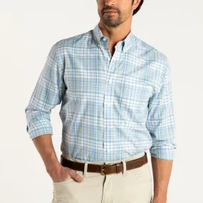 Cotton Twill Sport Shirt Harkins Plaid - Light Blue