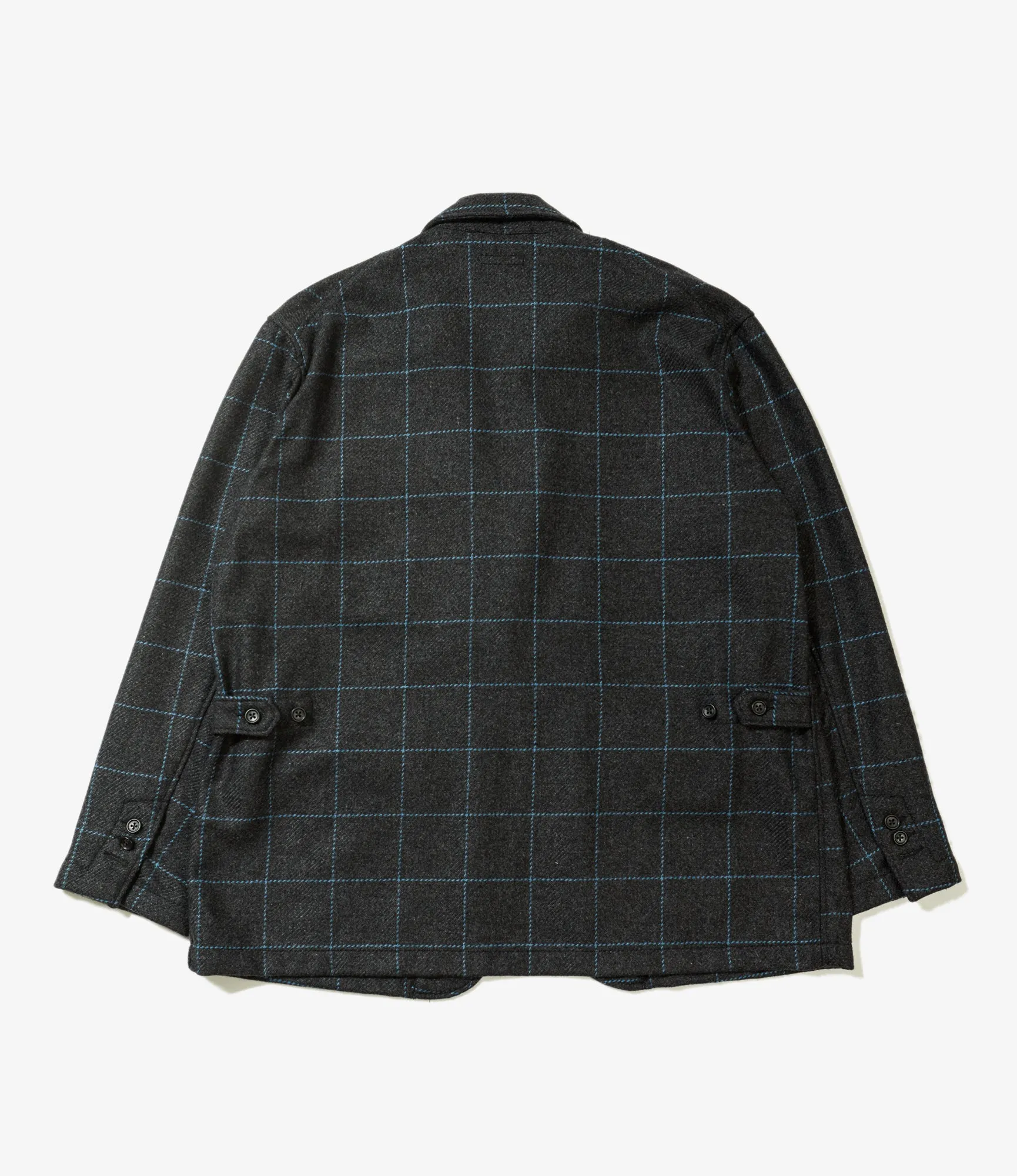 Engineered Garments Loiter Jacket - Charcoal/Lt.Blue Wool Poly Windowpane