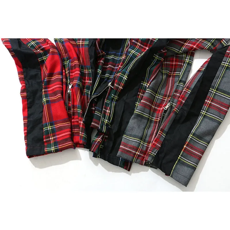 Vintage Scottish Plaid Drawstring Men Casual Pants